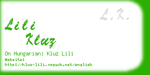 lili kluz business card